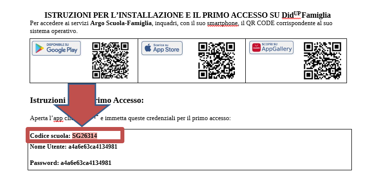 immagine che fa visualizzare la posizione del codice portale identificativo della scuola nel sistema argo